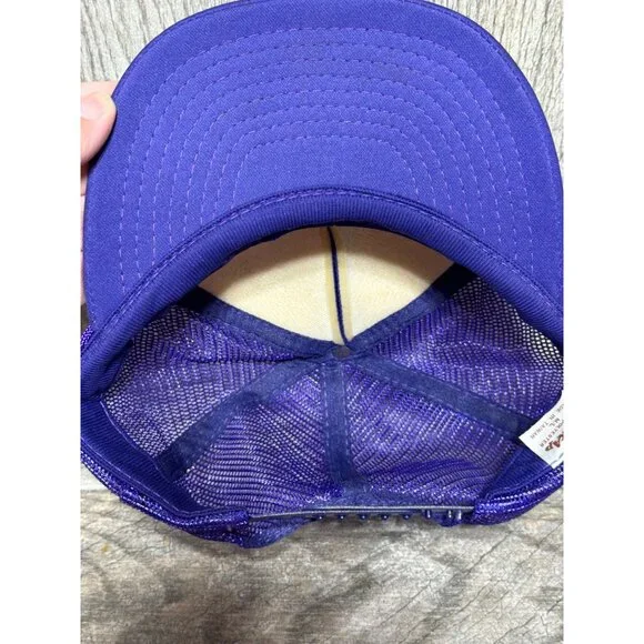 Vintage 90s Nininger Daughterty Racing Purple Mesh Trucker Hat Baseball Cap Funk - Picture 8 of 8